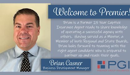 12/21/2021 - Premier Group Insurance Welcomes Brian Casner to the team!